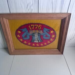 American Bells 1776 Wall Art Needlepoint Cross Stitch Americana Vintage